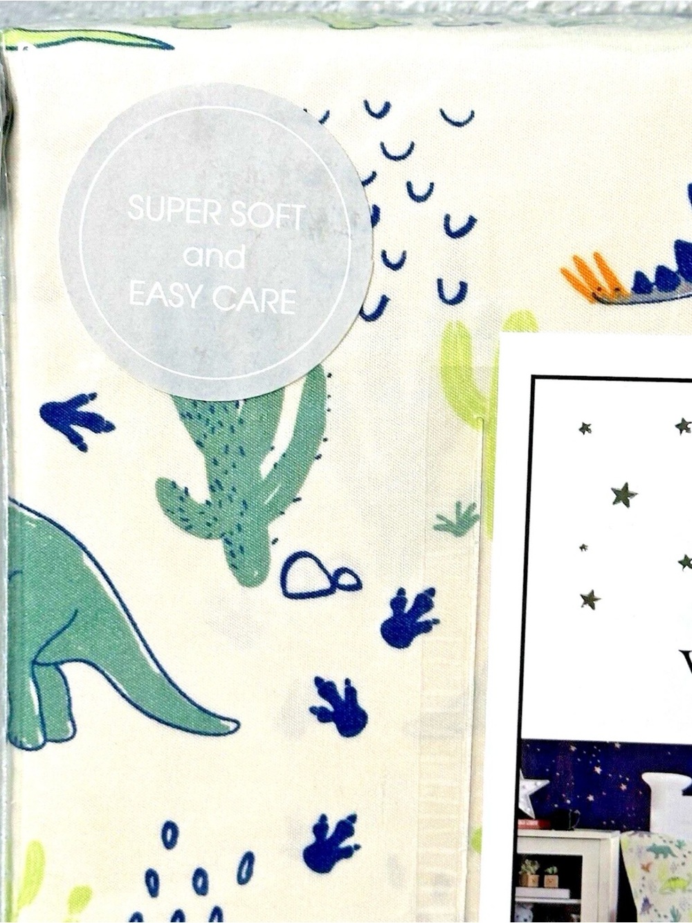 Wendy Bellissimo Colorful 3-Piece Twin Dinosaur Beige Sheet Set 100% Polyester - Picture 4 of 6